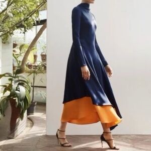 US 4 AMANDA WAKELEY Asymmetric satin midi dress NWOT